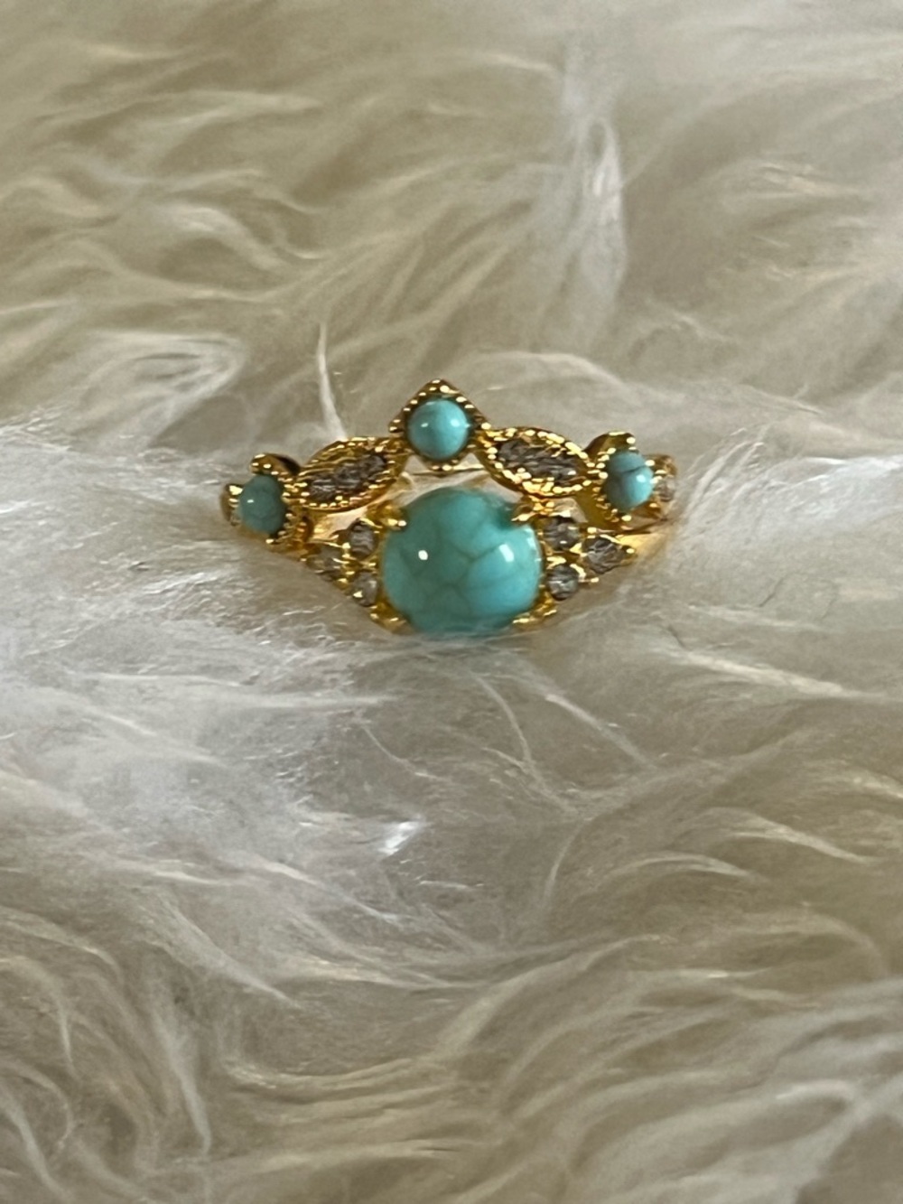 Gold-Tone Turquoise Crystal Stackable Ring Set - Picture 8 of 8